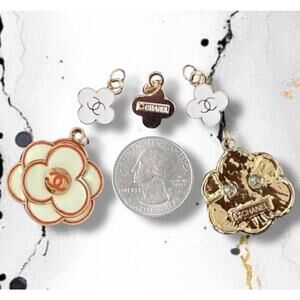 3 Piece White/Pink Flower Earring/Necklace Making Charm Pendant Zipper Pull